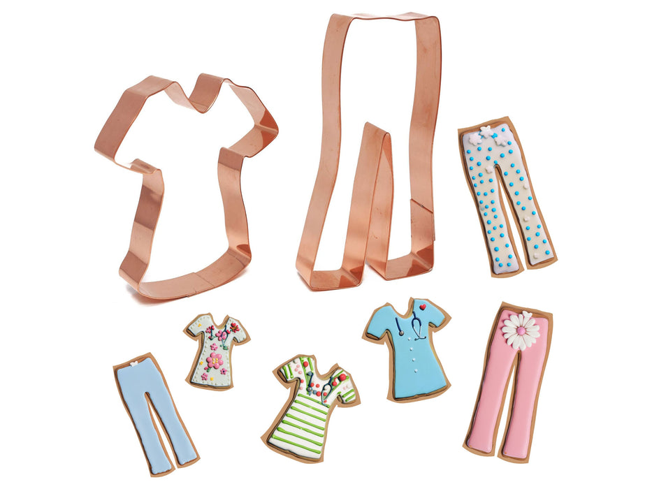 Copper Hospital Scrubs Cookie Cutter Set, Pants and Shirt, Made in USA