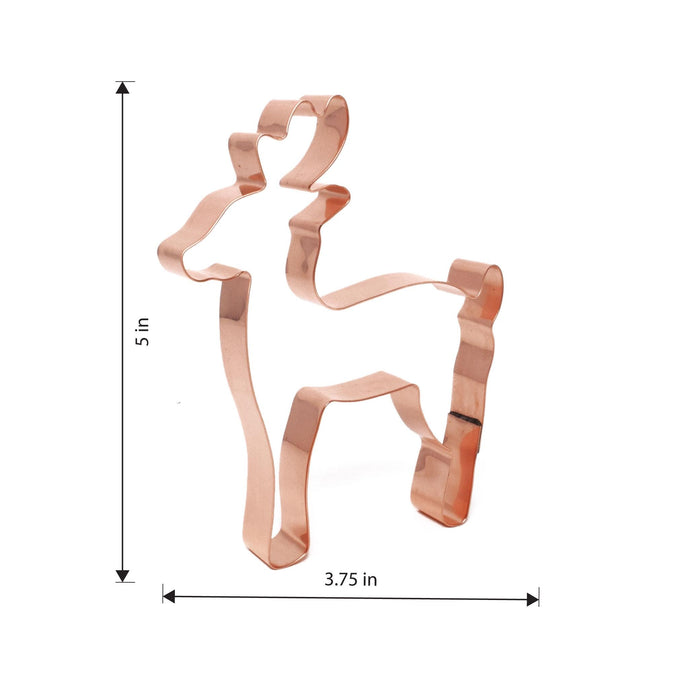 Copper Reindeer Cookie Cutter - Holiday Design (5 x 3.75 inches) - Made in USA