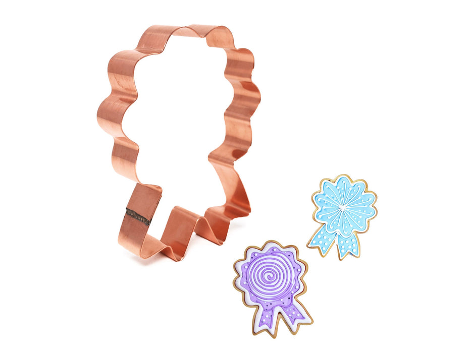Copper Blue Ribbon Cookie Cutter, Award Cookie Cutter, 4 x 3 inches, Made in USA
