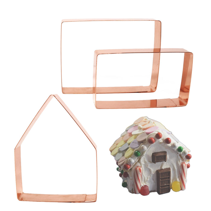 Gingerbread House Cookie Cutter Set – Handmade Copper 3-Piece Baking Kit for Christmas