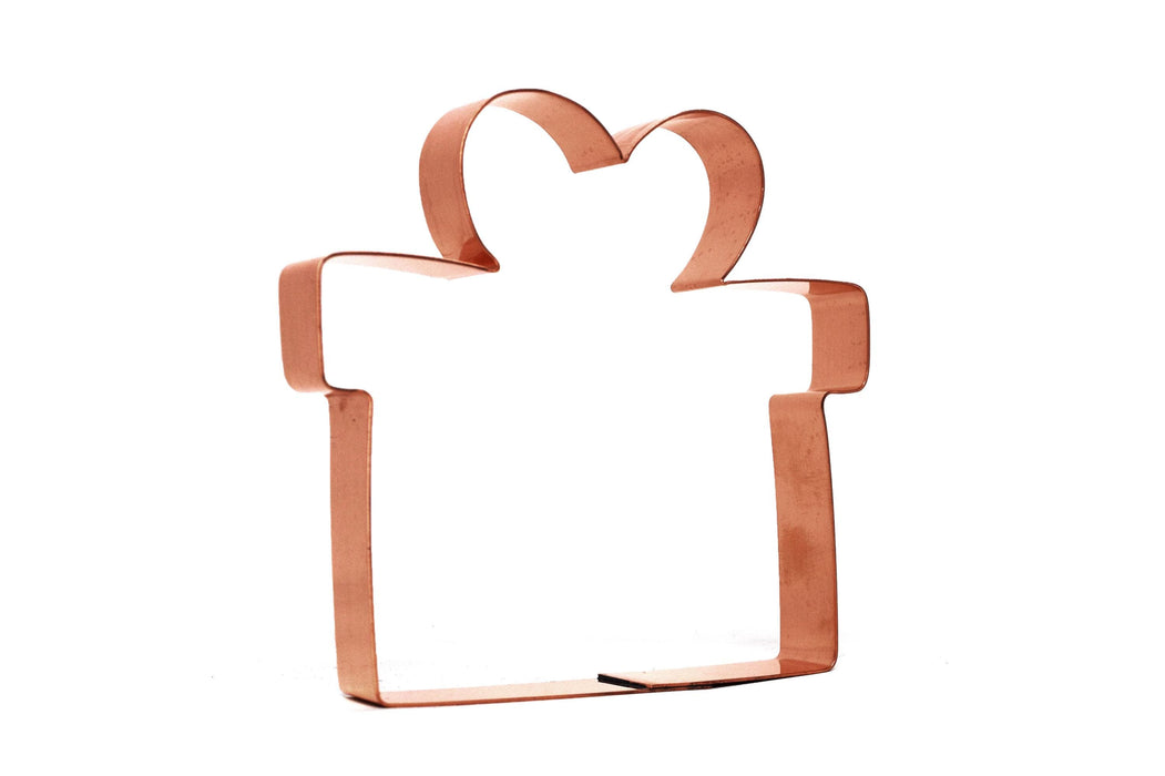 Copper Gift Box with Bow Cookie Cutter, Christmas Cookie Cutter 4.25 x 4 inches, Made in USA