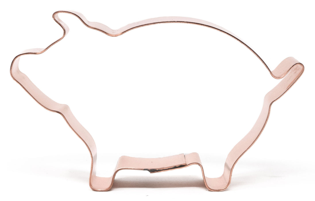 Solid Copper Pig Cookie Cutter – Farm Animal Baking Tool (4.5 x 2.5 inches)