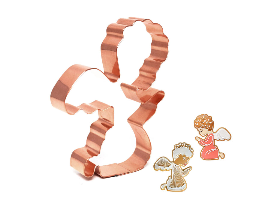 Copper Angel Cookie Cutter - Religious Cookie Cutter, 4 x 3.25 inches, Made in USA