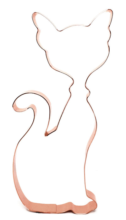 Big Copper Kitty Cookie Cutter, 6 x 3 inches, Made in USA