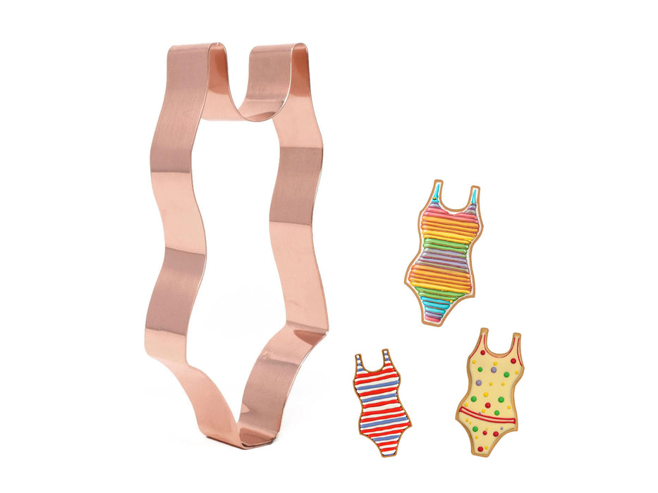 Copper Swimsuit Cookie Cutter - Beach Design (4.75 x 2.25 inches) - Made in USA