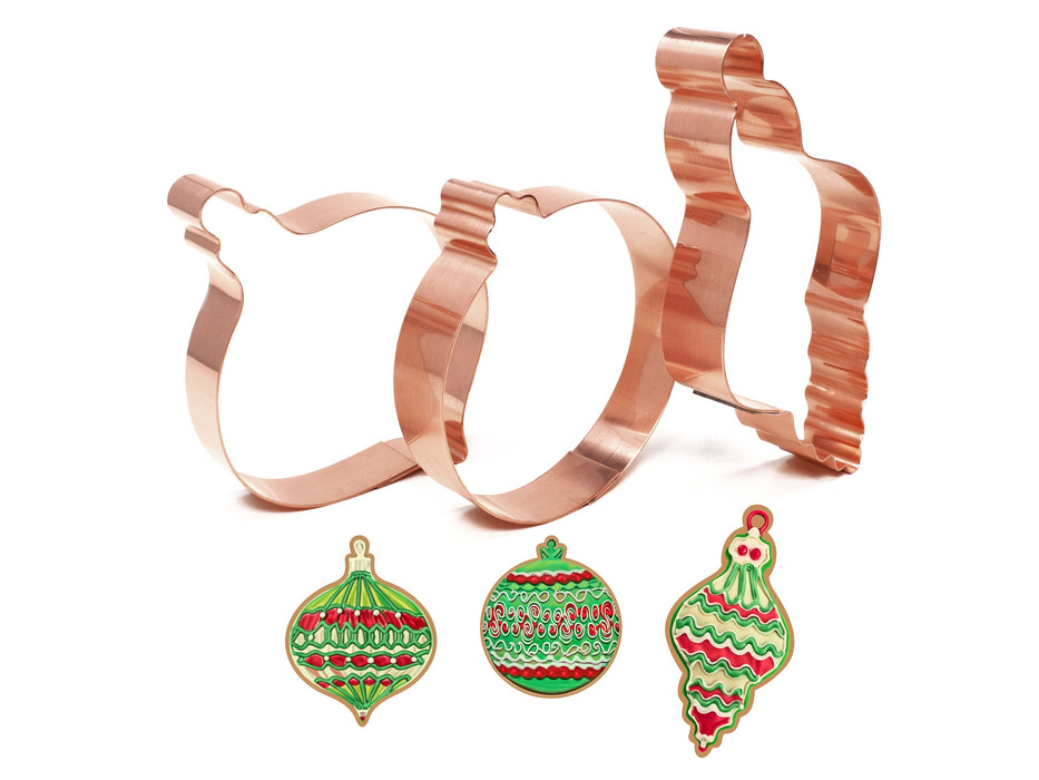 Trio of Vintage Style Copper Christmas Ornament Cookie Cutters - Made in USA