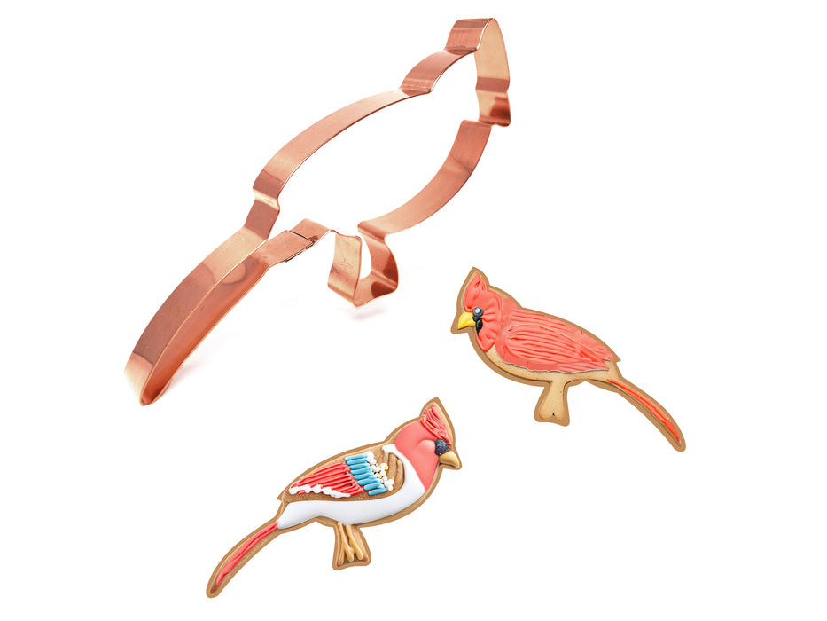 Large Copper Cardinal Cookie Cutter - Bird Cookie Cutter, 6 x 5 inches, Made in USA