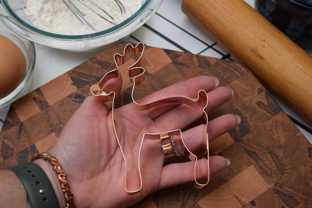 Copper Reindeer Cookie Cutter - Holiday Design (5 x 3.75 inches) - Made in USA