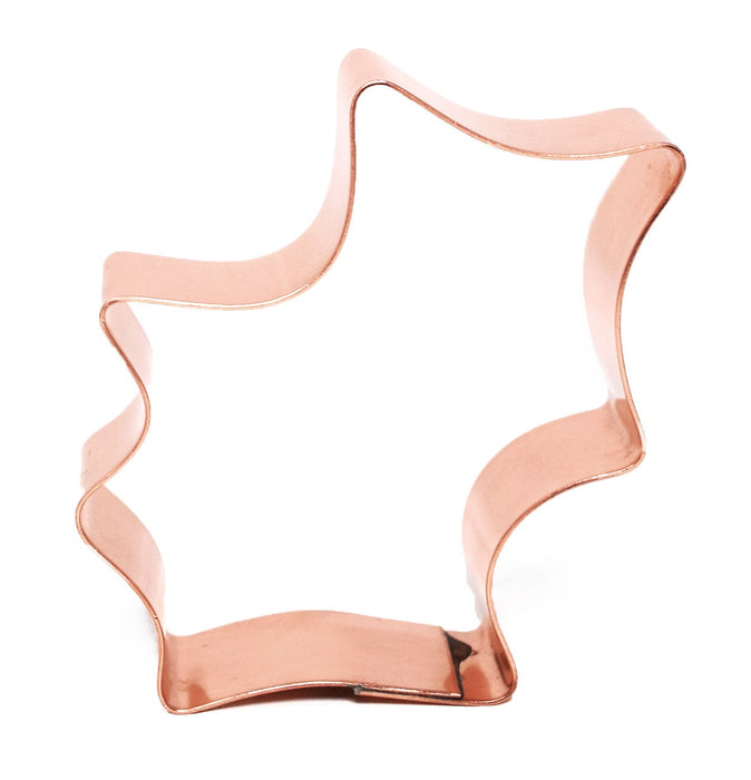 Copper Holly Leaf Cookie Cutter, Christmas Cookie Cutter, 3 x 2 inches, Made in USA