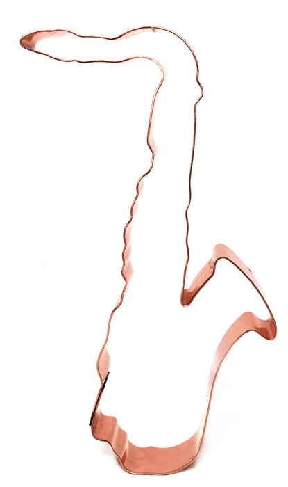 Copper Saxophone Cookie Cutter, Musical Instrument, 5.5 x 2.25 Inches, Made in USA