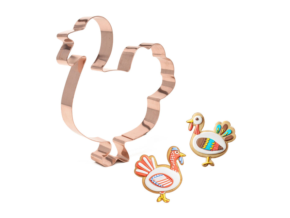 Copper Turkey Cookie Cutter - Thanksgiving Cookie Cutter, 4.75 x 5 Inches, Made in USA