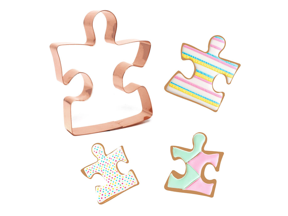 Copper Puzzle Piece Cookie Cutter – Classic Game Piece Design (3.25 x 4.25 inches)