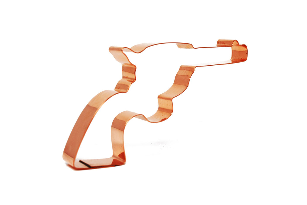 Copper Revolver Gun Cookie Cutter, 5.5 x 3 inches, Made in USA