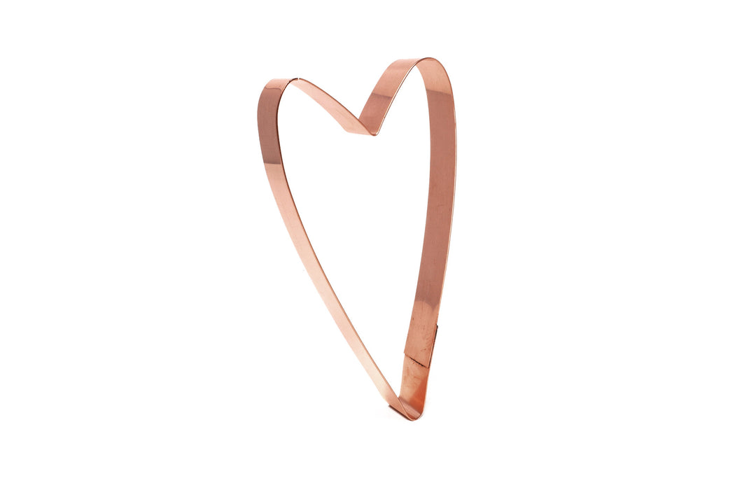 Copper Tall Heart Cookie Cutter - Nature Design (5.75 x 2.75 inches) - Made in USA
