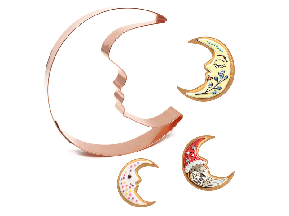 Copper Man in the Moon Cookie Cutter, 4.75 x 3.5 inches, Made in USA