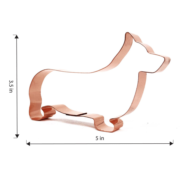 Copper Corgi Cookie Cutter - Dog Design (5 x 3.5 inches) - Made in USA