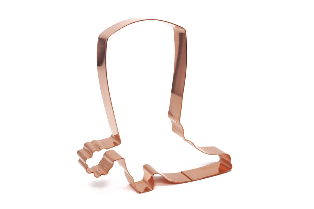Copper Cowboy Boot w/ Spur Cookie Cutter, 4.75 inches, Made in USA