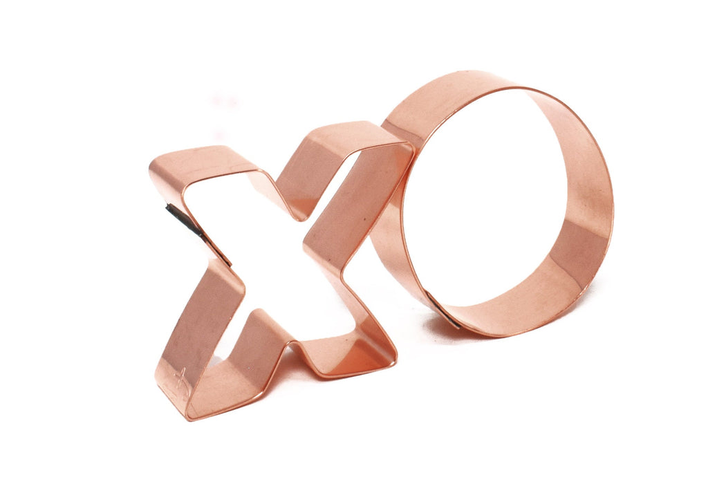 Small Copper Hugs & Kisses / XO Cookie Cutter Set - Valentines Shape, 2 x 2.25 inches, Made in USA