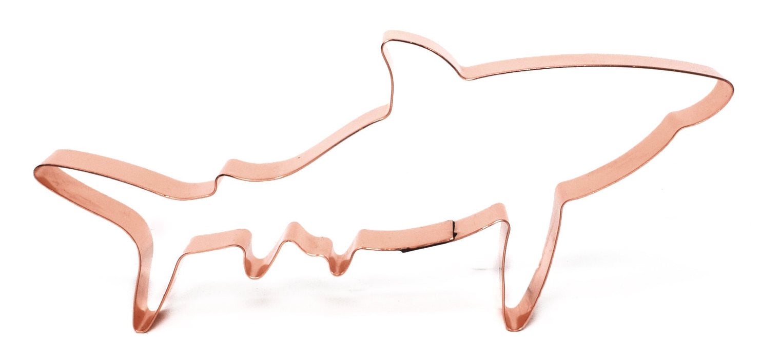 Copper Great White Shark Cookie Cutter - Fish Cookie Cutter, 7 x 3.5 Inches, Made in USA