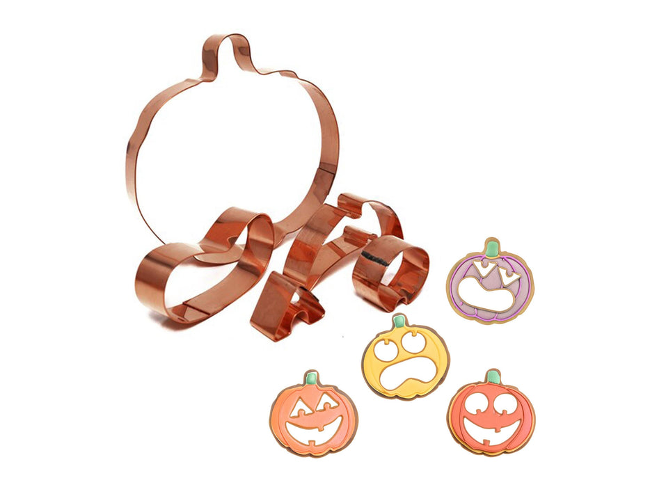 Copper Jack O Lantern Cookie Cutter Set – 5-Piece Halloween Baking Kit (5.5 x 5 inches)
