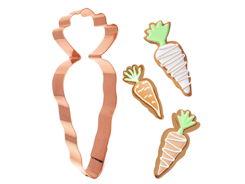 Copper Carrot Cookie Cutter, Vegetable Design 5 x 2 inches, Made in USA