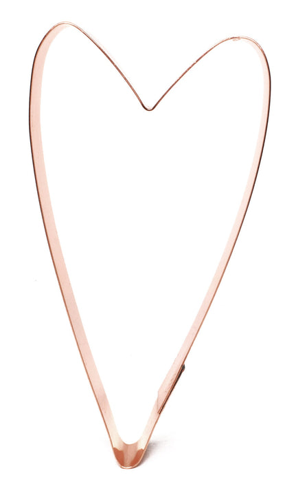 Copper Tall Heart Cookie Cutter - Nature Design (5.75 x 2.75 inches) - Made in USA