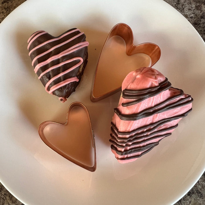 Copper Mini Heart Cookie Cutters – (1.5 and 2.25 inches tall) - Made in USA