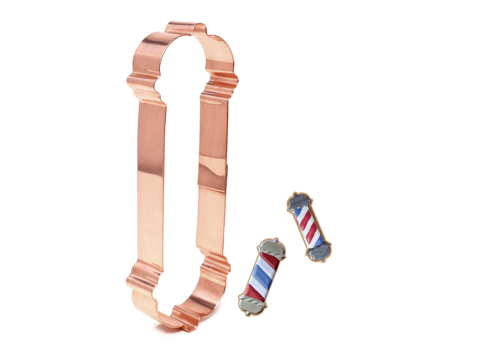 Copper Barber Pole Cookie Cutter - Barber Cookie Cutter, 5.5 x 2 inches, Made in USA