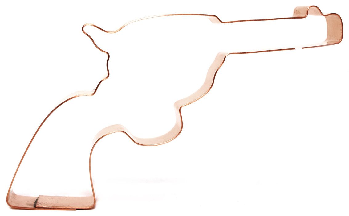 Copper Revolver Gun Cookie Cutter, 5.5 x 3 inches, Made in USA