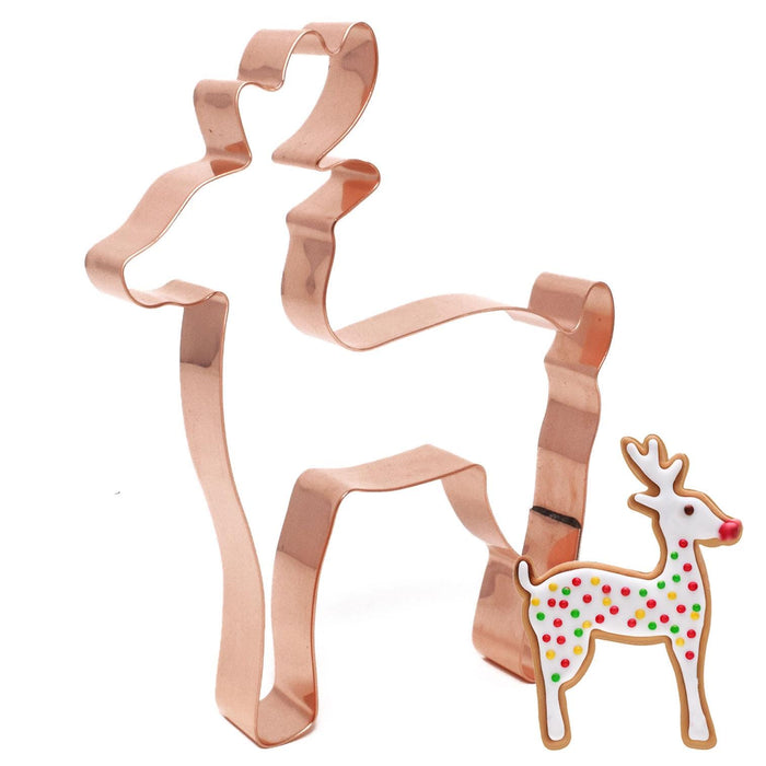 Copper Reindeer Cookie Cutter - Holiday Design (5 x 3.75 inches) - Made in USA