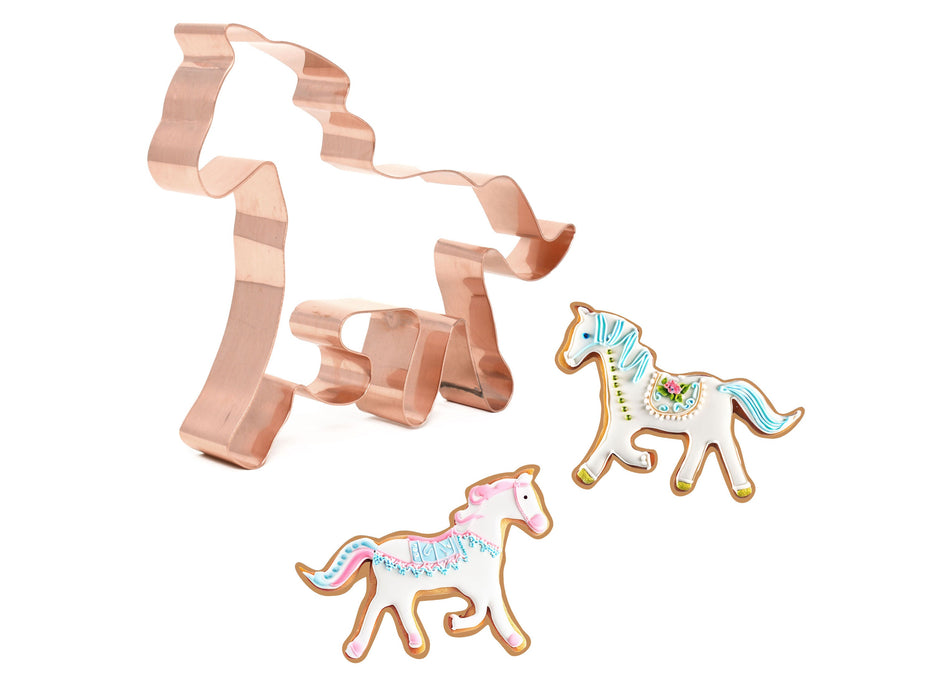 Copper Horse Cookie Cutter, Animal Cookie Cutter 5.5 x 4 inches, Made in USA