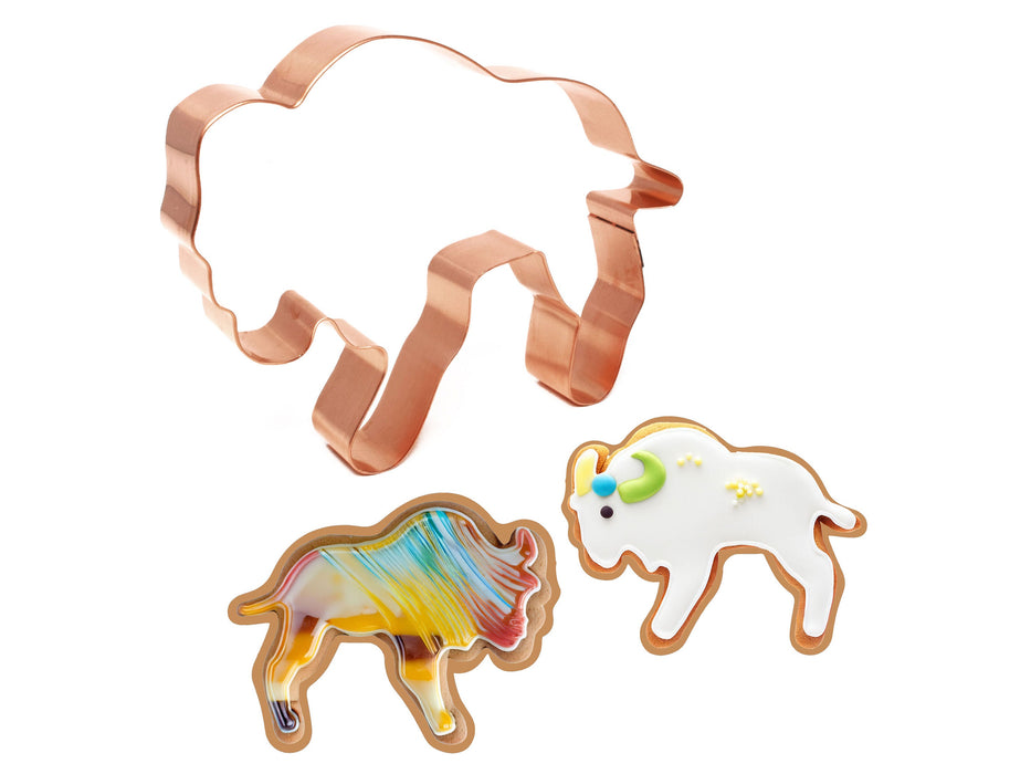 Copper Buffalo Cookie Cutter - Bison Design (4.5 x 3.5 inches) - Made in USA
