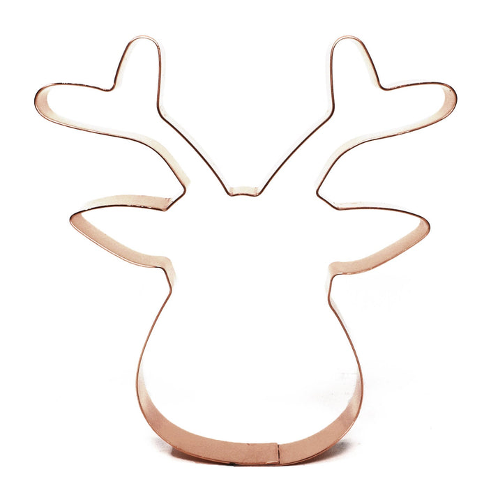 Big Copper Reindeer Face Cookie Cutter - Christmas Cookie Cutter, 5 x 4.5 inches, Made in USA