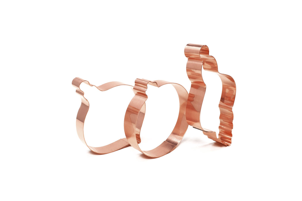 Trio of Vintage Style Copper Christmas Ornament Cookie Cutters - Made in USA