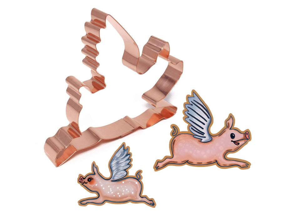 Copper Flying Pig Cookie Cutter, Animal Cookie Cutter, Made in USA
