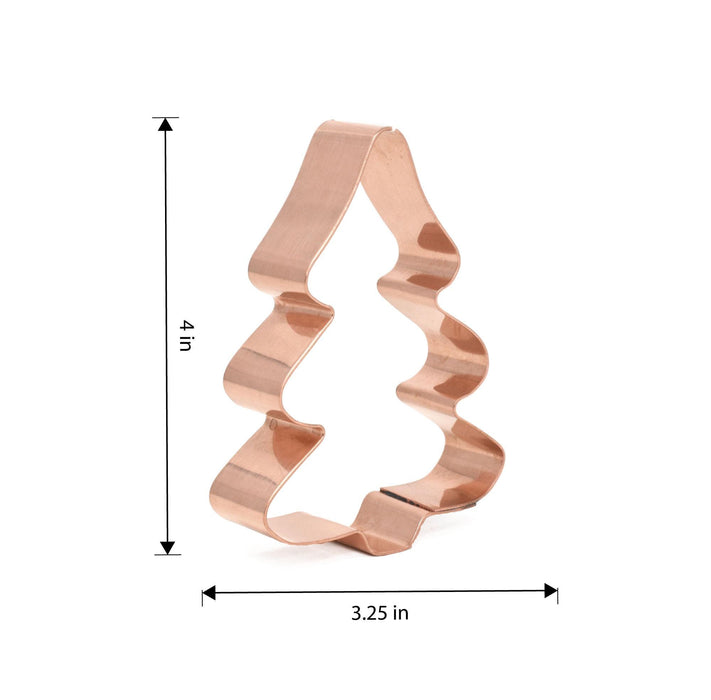 Copper Christmas Tree Cookie Cutter - (4 x 3.25 inches) - Made in USA