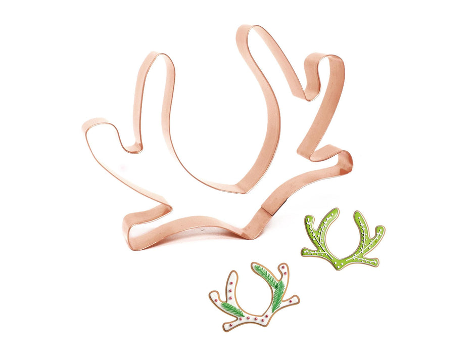 Copper Deer Antlers Cookie Cutter - Reindeer Antler Cookie Cutter, 5.75 x 4.5 Inches, Made in USA