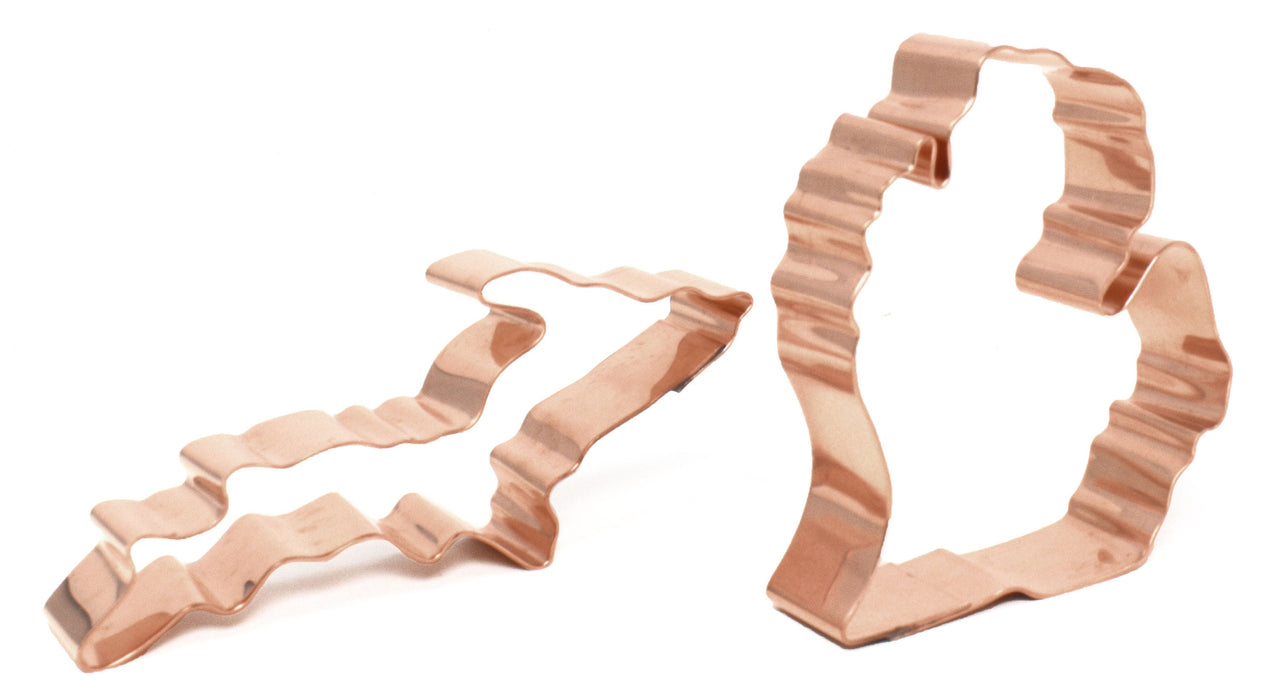 Copper Michigan Cookie Cutter Set - States Cookie Cutter, upper and lower peninsula , Made in USA