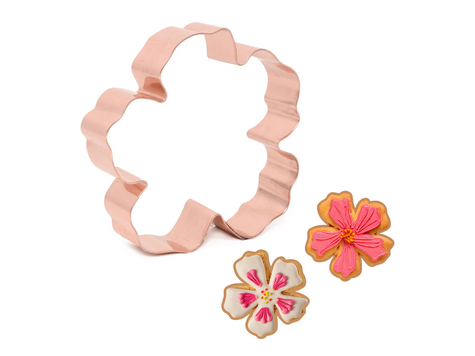 3 Inch Copper Hibiscus Cookie Cutter - Flower Cookie Cutter, Made in USA