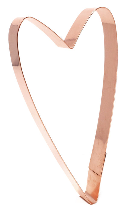 Copper Tall Heart Cookie Cutter - Nature Design (5.75 x 2.75 inches) - Made in USA