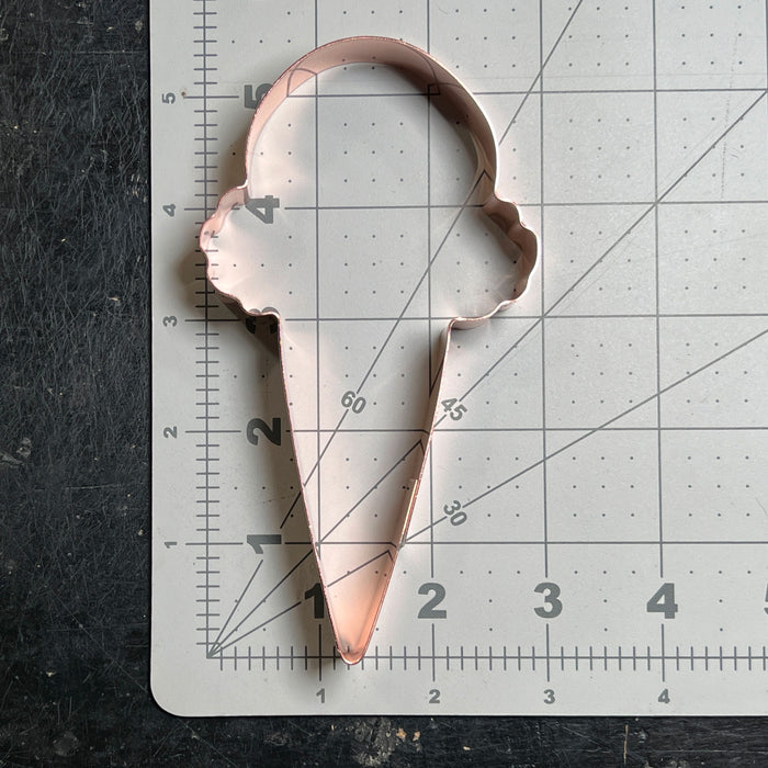 Copper Ice Cream Cone Cookie Cutter - Food Cookie Cutter, 5.25 x 3 Inches, Made in USA