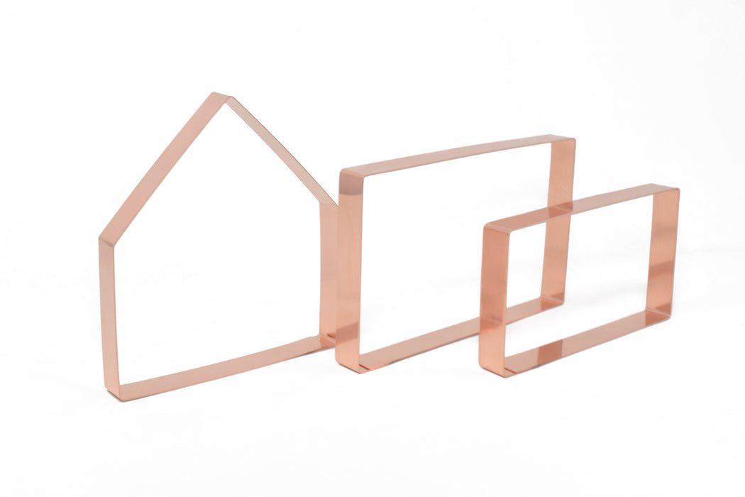 6-Inch Copper Gingerbread House Cookie Cutter Kit - 3 Piece Christmas Baking Set