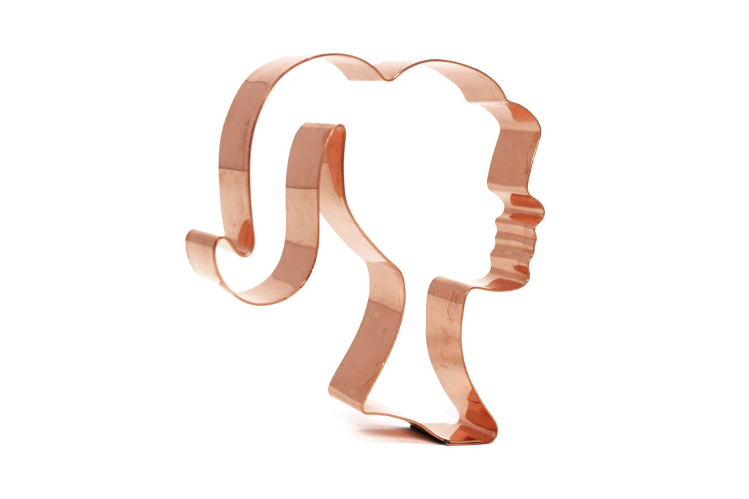 Copper Ponytail Girl Silhouette Cookie Cutter - Fashion Design (4 x 3.5 inches) - Made in USA