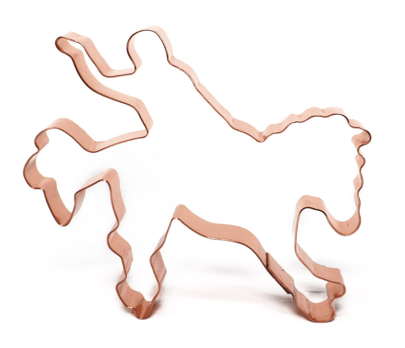 Copper Bronc Rider Cookie Cutter, 5.25 x 4.5 inches, Made in USA