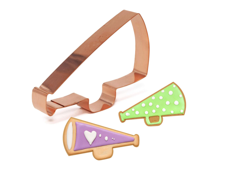 Copper Megaphone Cookie Cutter - Cheerleader Sports Design (5.25 x 2.75 inches) - Made in USA