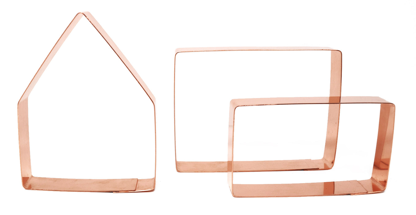 Gingerbread House Cookie Cutter Set – Handmade Copper 3-Piece Baking Kit for Christmas