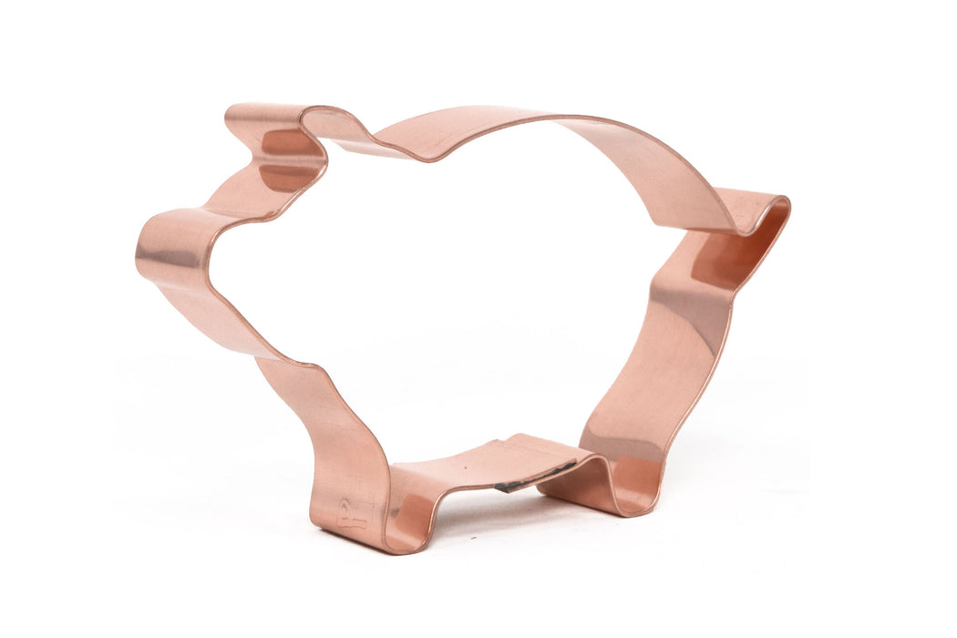 Solid Copper Pig Cookie Cutter – Farm Animal Baking Tool (4.5 x 2.5 inches)