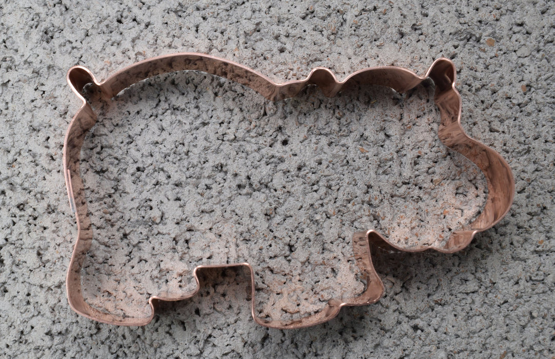 Copper Hippopotamus Cookie Cutter - Animal Cookie Cutter, 4.5 x 2.75 Inches, Made in USA