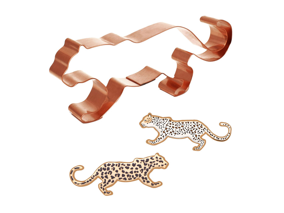 Copper Leopard Cookie Cutter - Animal Design (6 x 2 inches) - Made in USA