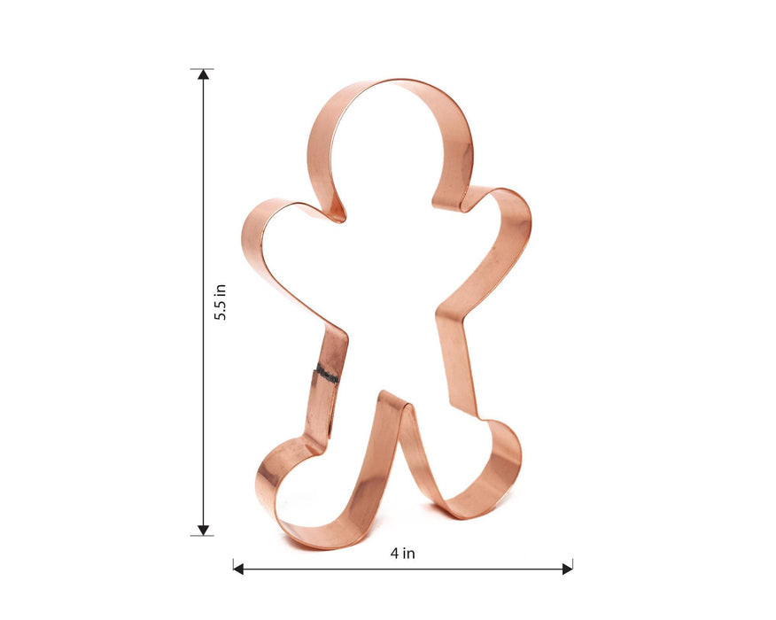 Copper Gingerbread Man Cookie Cutter - Christmas Cookie Cutter, 5.5 x 4 Inches, Made in USA